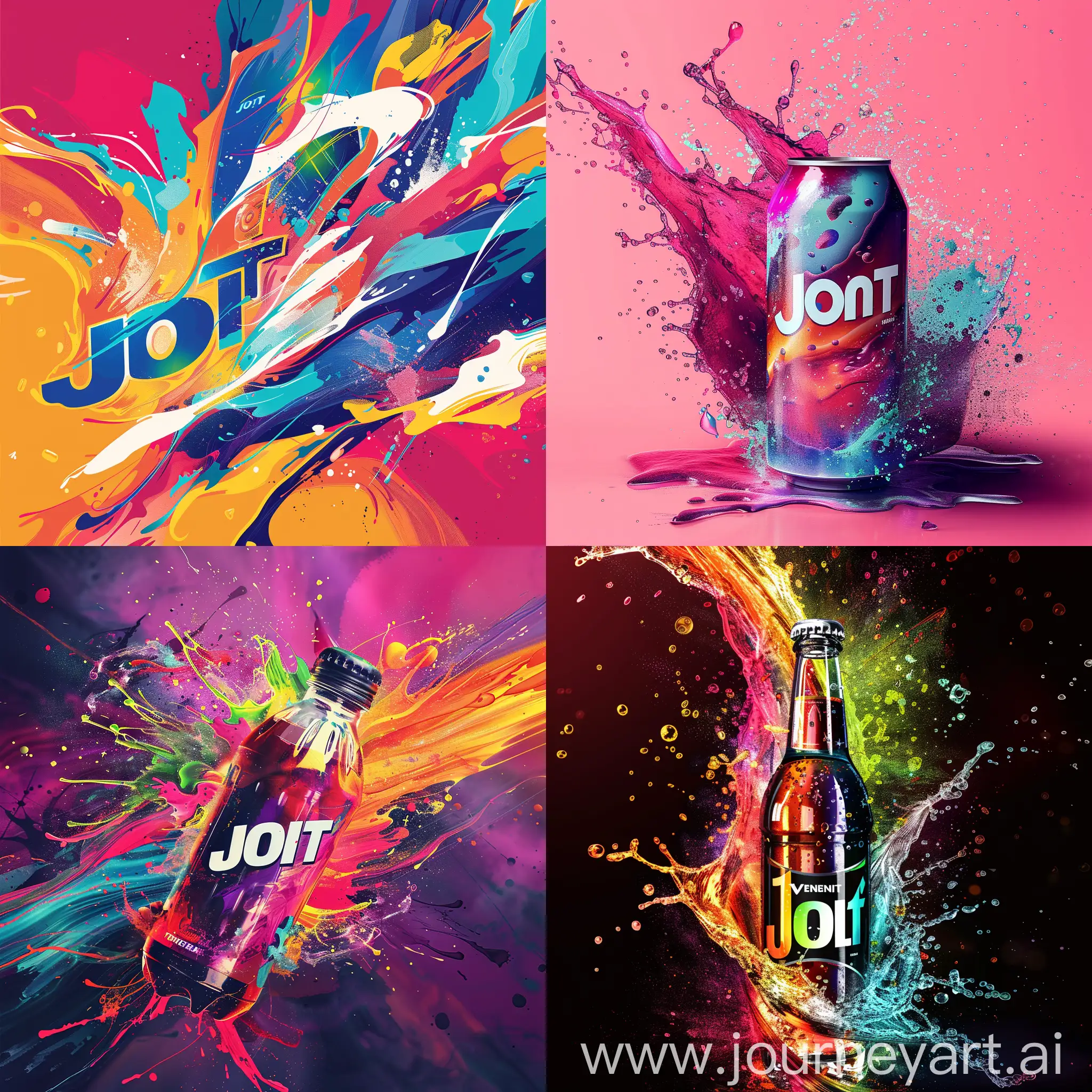 A marketing campaign Poster of jolt energy drink in aesthetic visually appealing colors