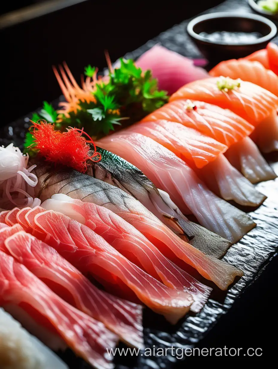 Fresh-Sashimi-Fish-Displayed-on-Bar-Counter
