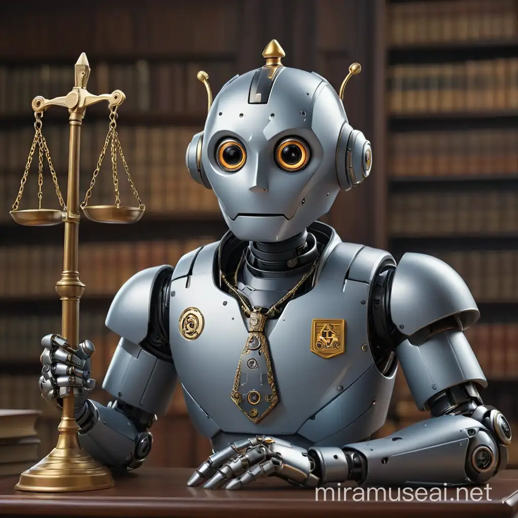 Robot Lawyer in a Professional Courtroom Setting