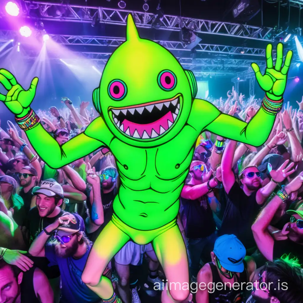 Energetic-Fishman-Dance-Party-at-Vibrant-Rave-Event