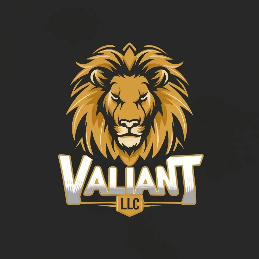 logo, Lion, with the text "Valiant LLC", typography
