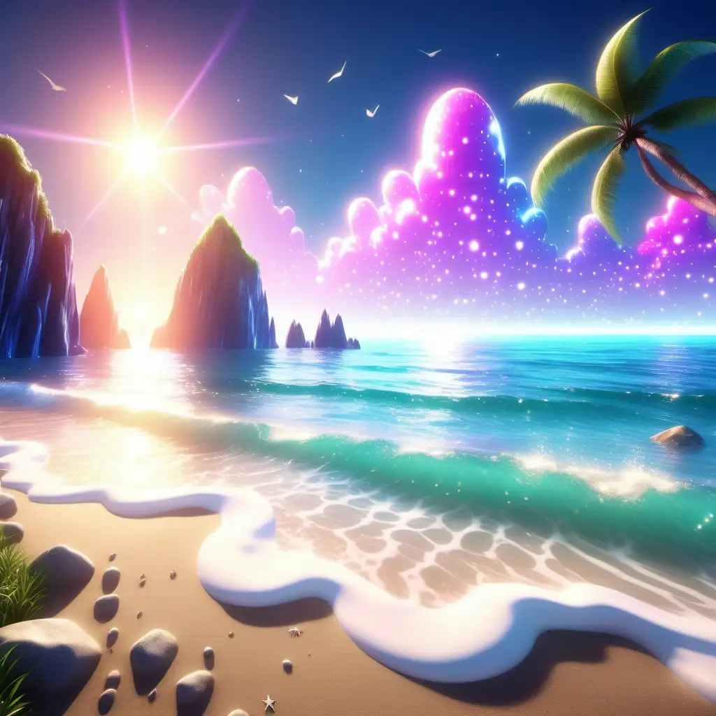 Enchanting Kawaii Beach Landscape Wallpaper Mystique and Photorealistic HD Scene with Dynamic Lighting