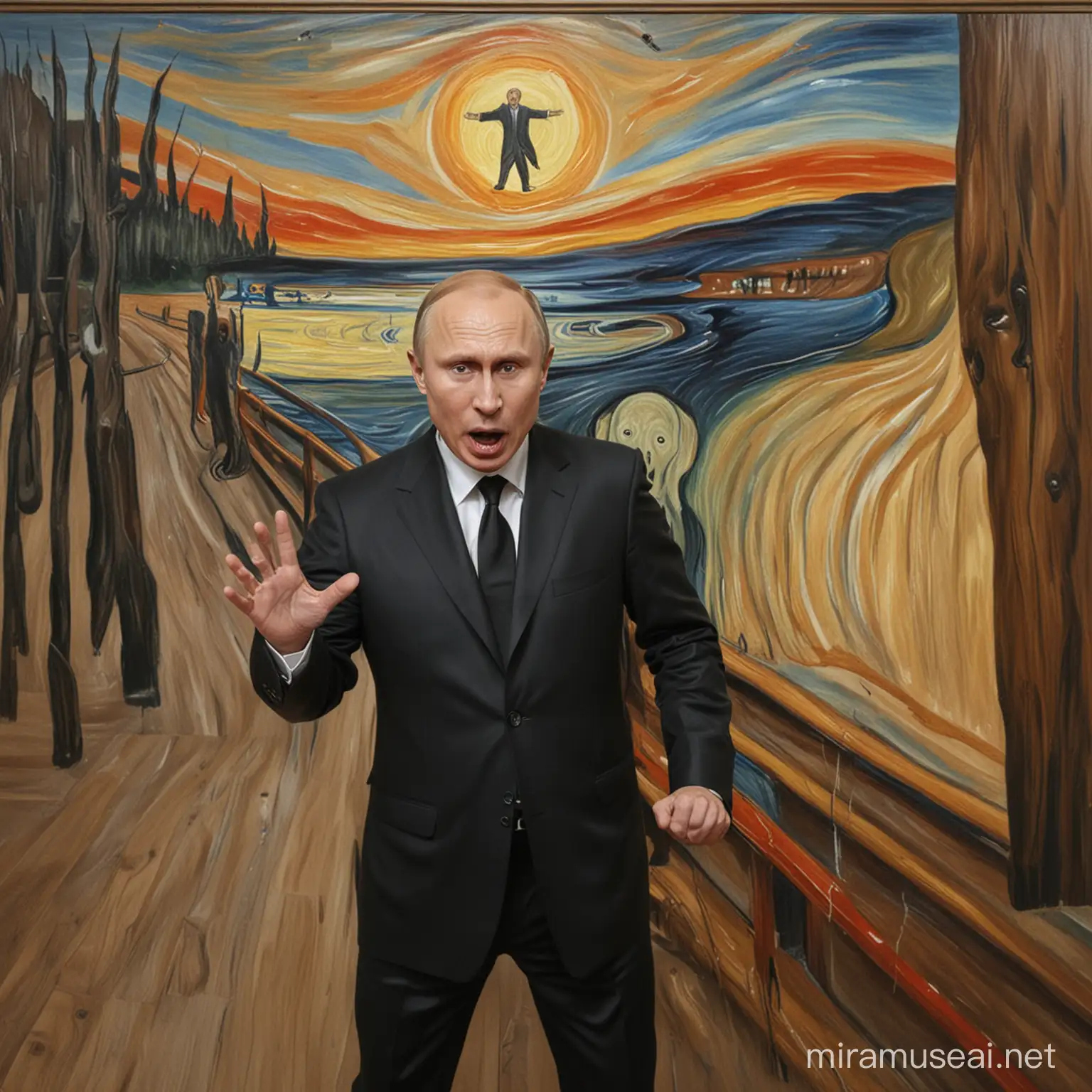 Edvard Munch's painting "the scream" featuring Vladimir Putin as the main character