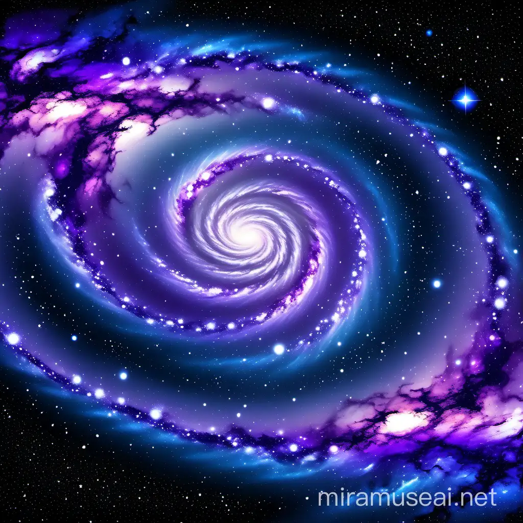 galaxy background, blues and purple colors swirling around stars, milky way