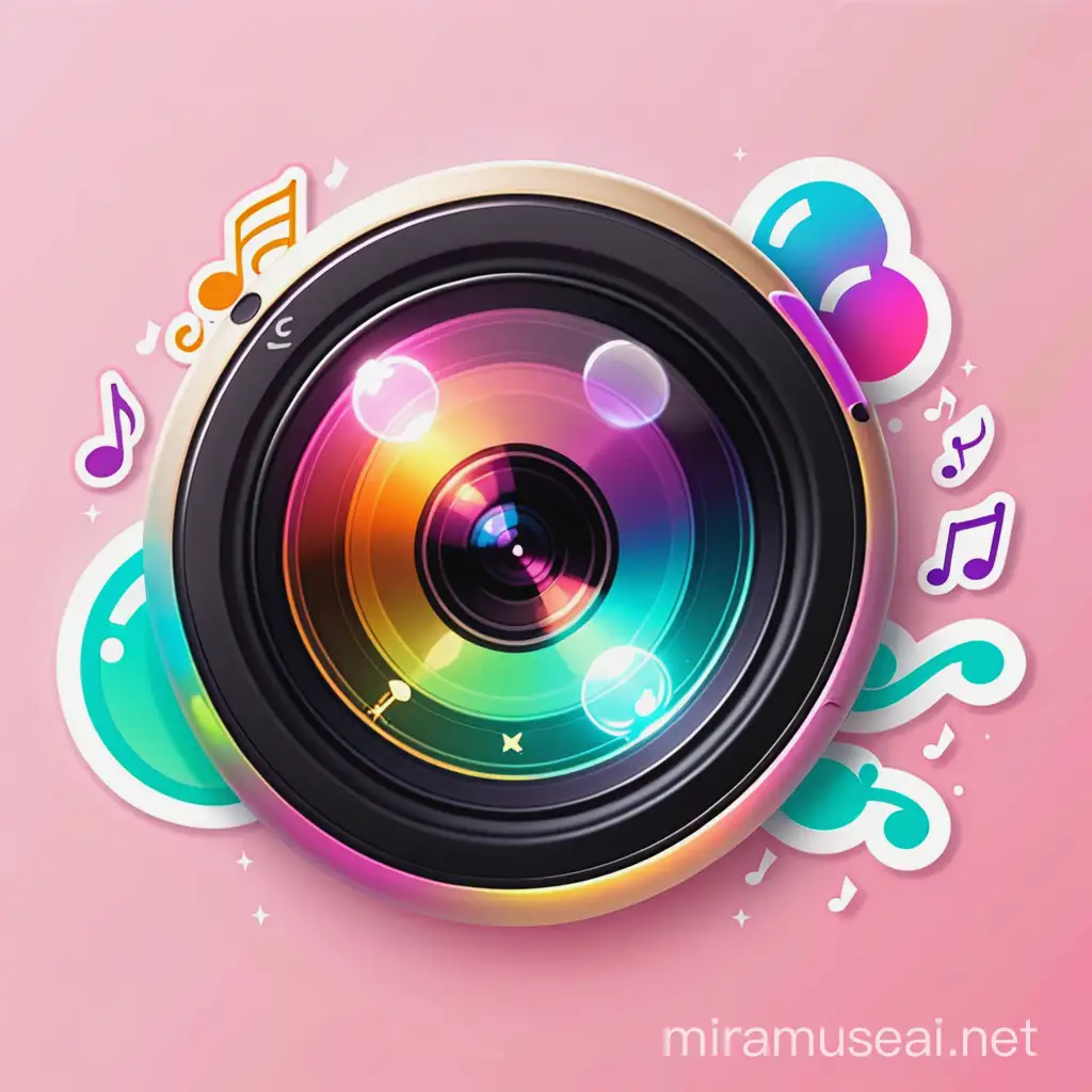 Kawaii Music Sticker Collection with Realistic Telephoto Lens Lighting