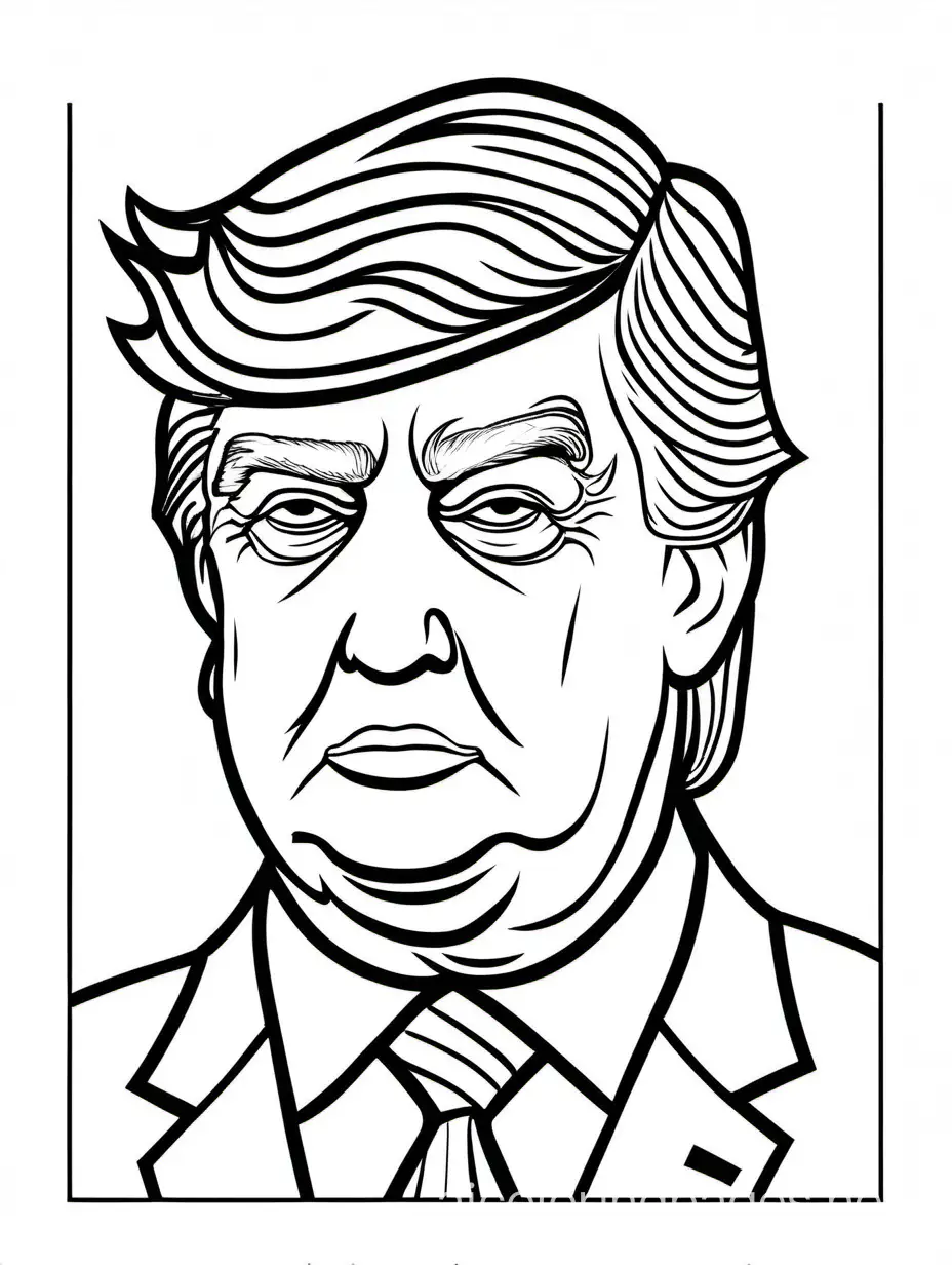 outline of President donald trump


 with thick lines, coloring page for kids, Coloring Page, black and white, line art, white background, Simplicity, Ample White Space. The background of the coloring page is plain white to make it easy for young children to color within the lines. The outlines of all the subjects are easy to distinguish, making it simple for kids to color without too much difficulty