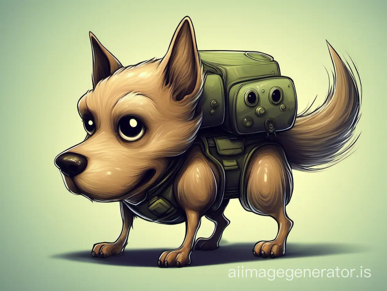 TwoHeaded-Cartoon-Dog-Creature-Playful-and-Quirky-Canine-Character-Art