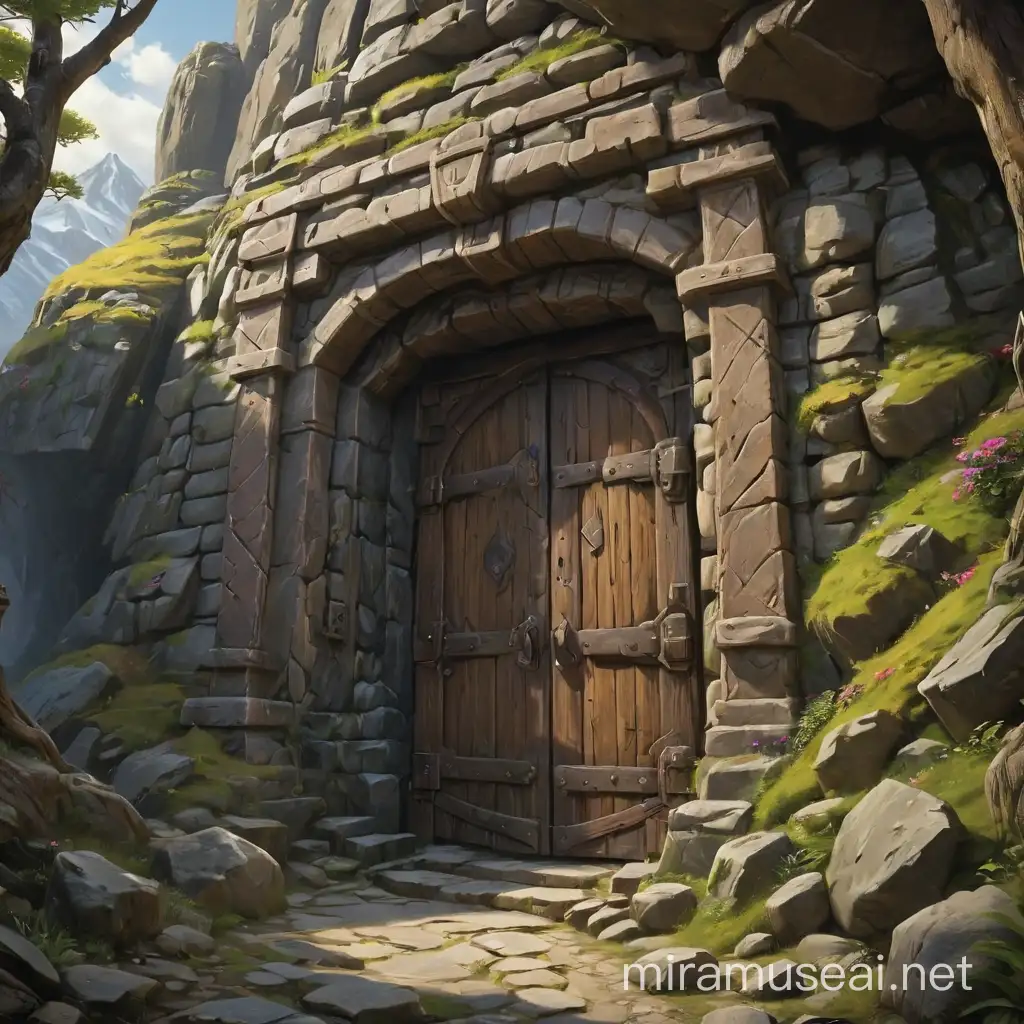 dungeons and dragons, Hidden giant dwarven door leading into the mountain