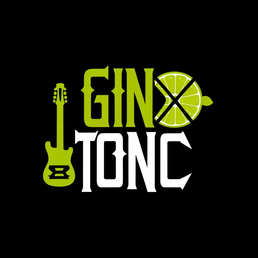 a logo design,with the text "GIN 'N TONIC", main symbol:Band logo with lime wedge with guitar,complex,be used in Entertainment industry,clear background