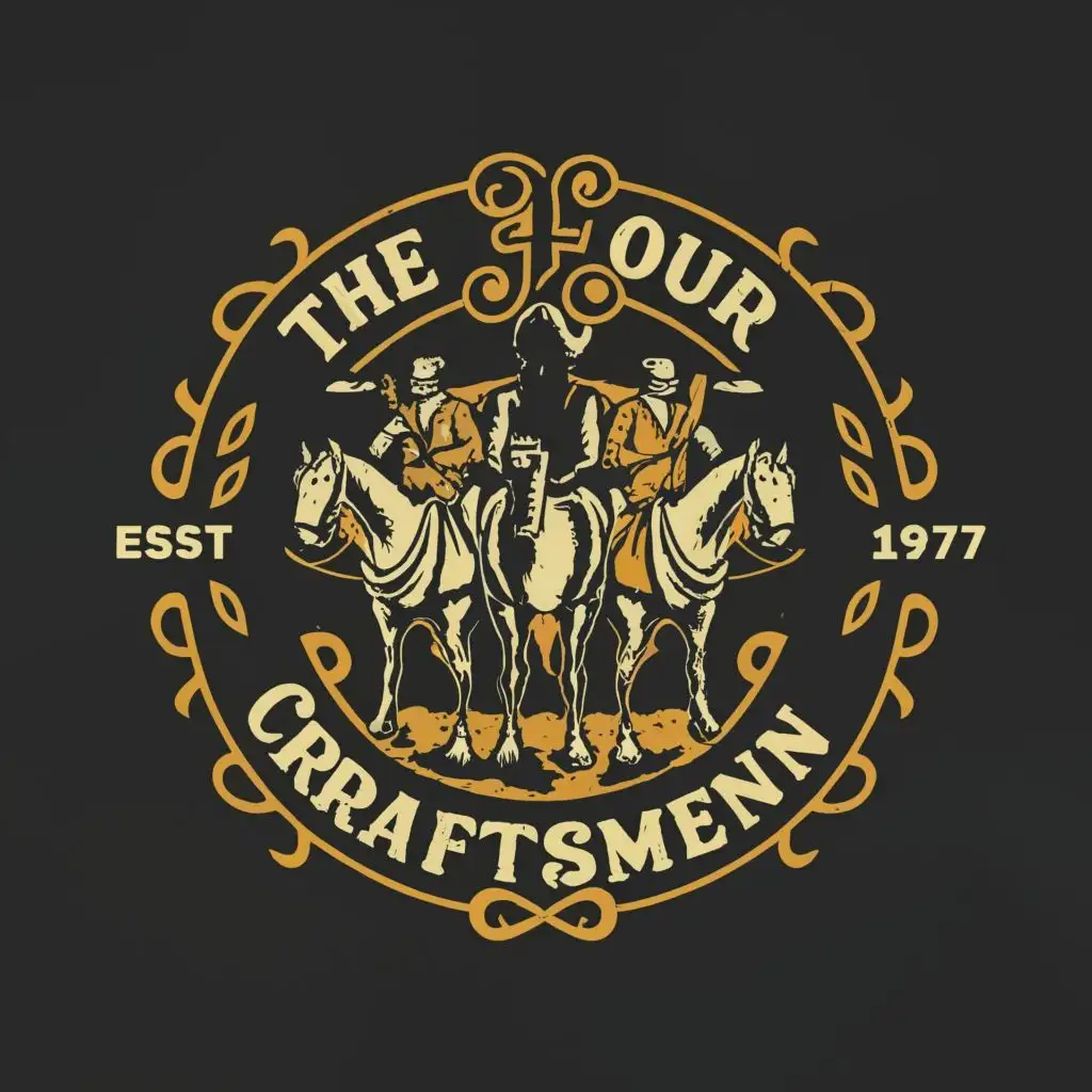 logo, brewers as horsemen, with the text "the four craftsmen", typography, be used in Restaurant industry
