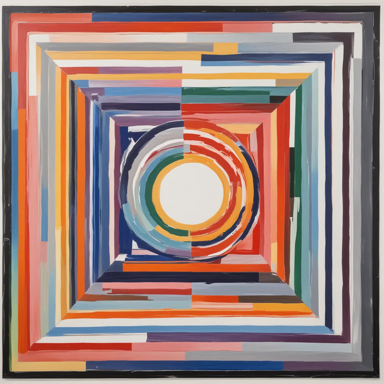 Abstract Geometric Art Bold Squares and Circles in Bright Primary Colors