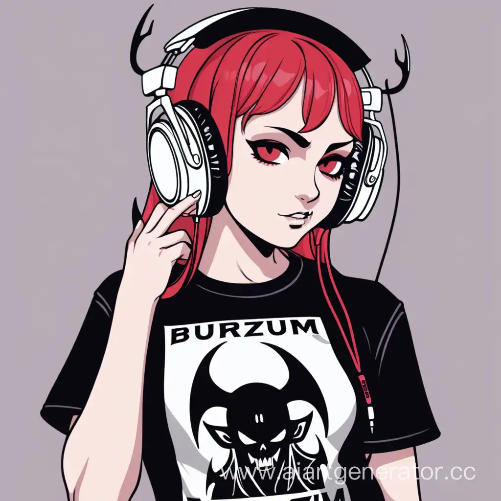 Seductive-Succubus-in-Gamer-Headphones-and-Burzum-TShirt