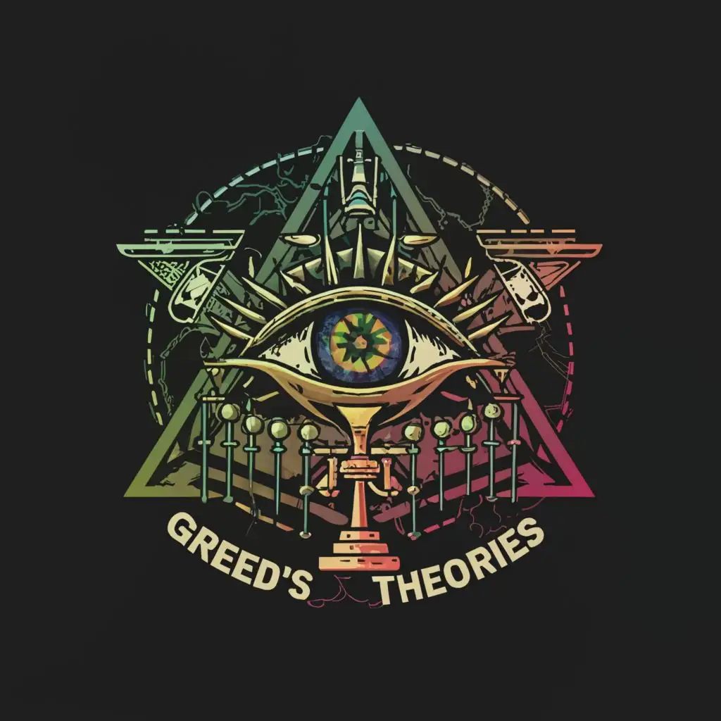 a logo design, with the text "Greed's Theories", main symbol: A symbol representing a conspiracy podcast, complex, be used in Entertainment industry, clear background