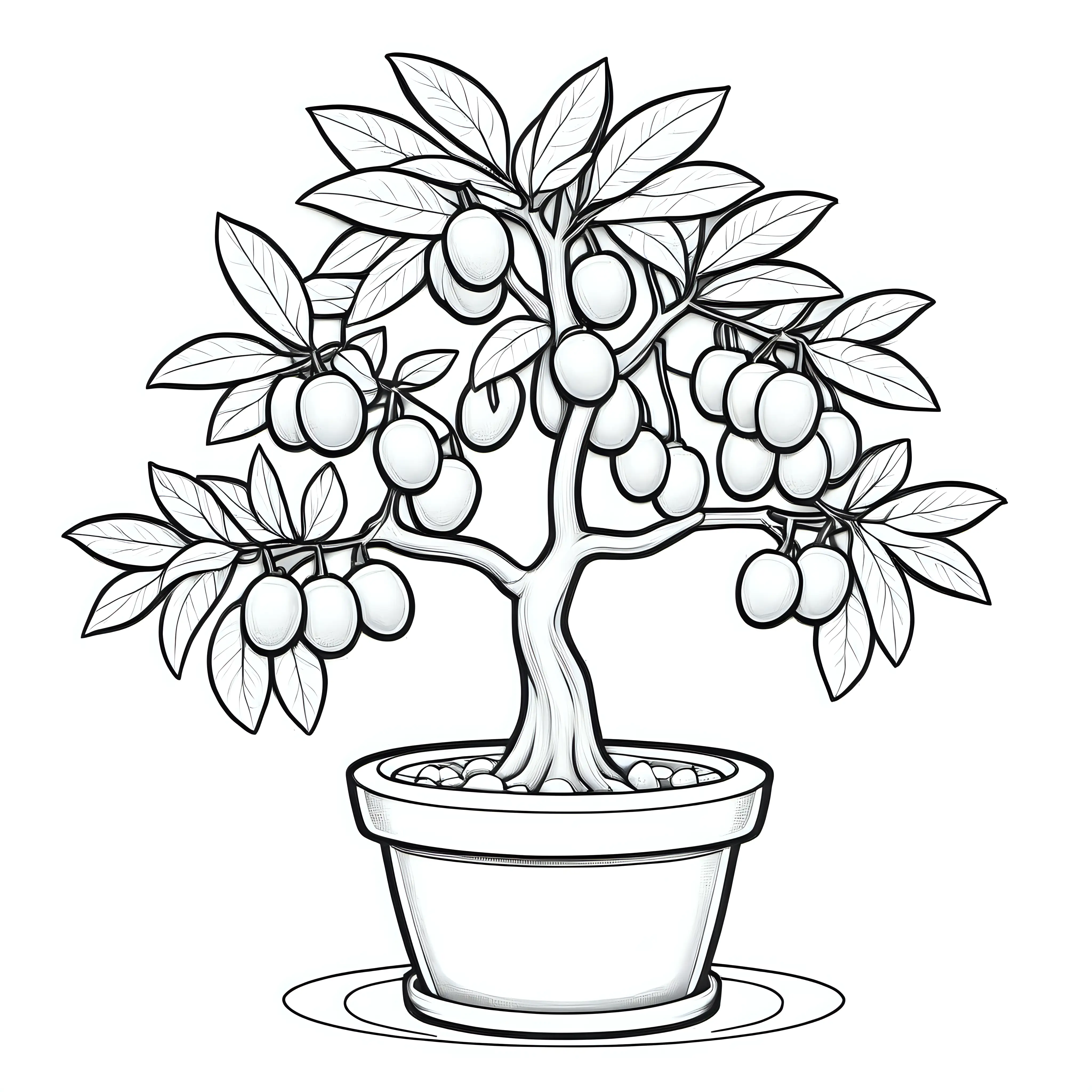 Lunar New Year Coloring Page with Cartoon Kumquat Tree