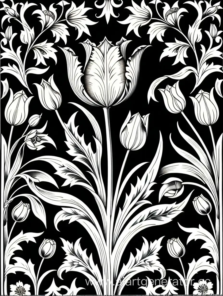  William Morris tulip black and white