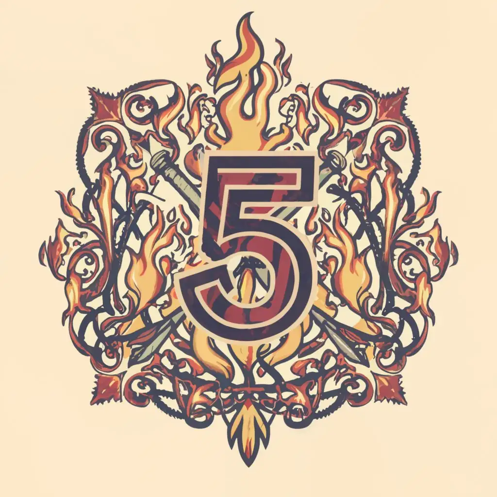 a logo design,with the text '5th', main symbol:fire,complex,be used as military regiment emblem,clear background