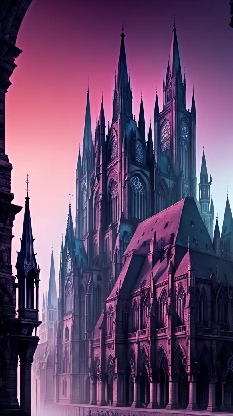 Gothic City in Techno Fantasy Tonal Colors
