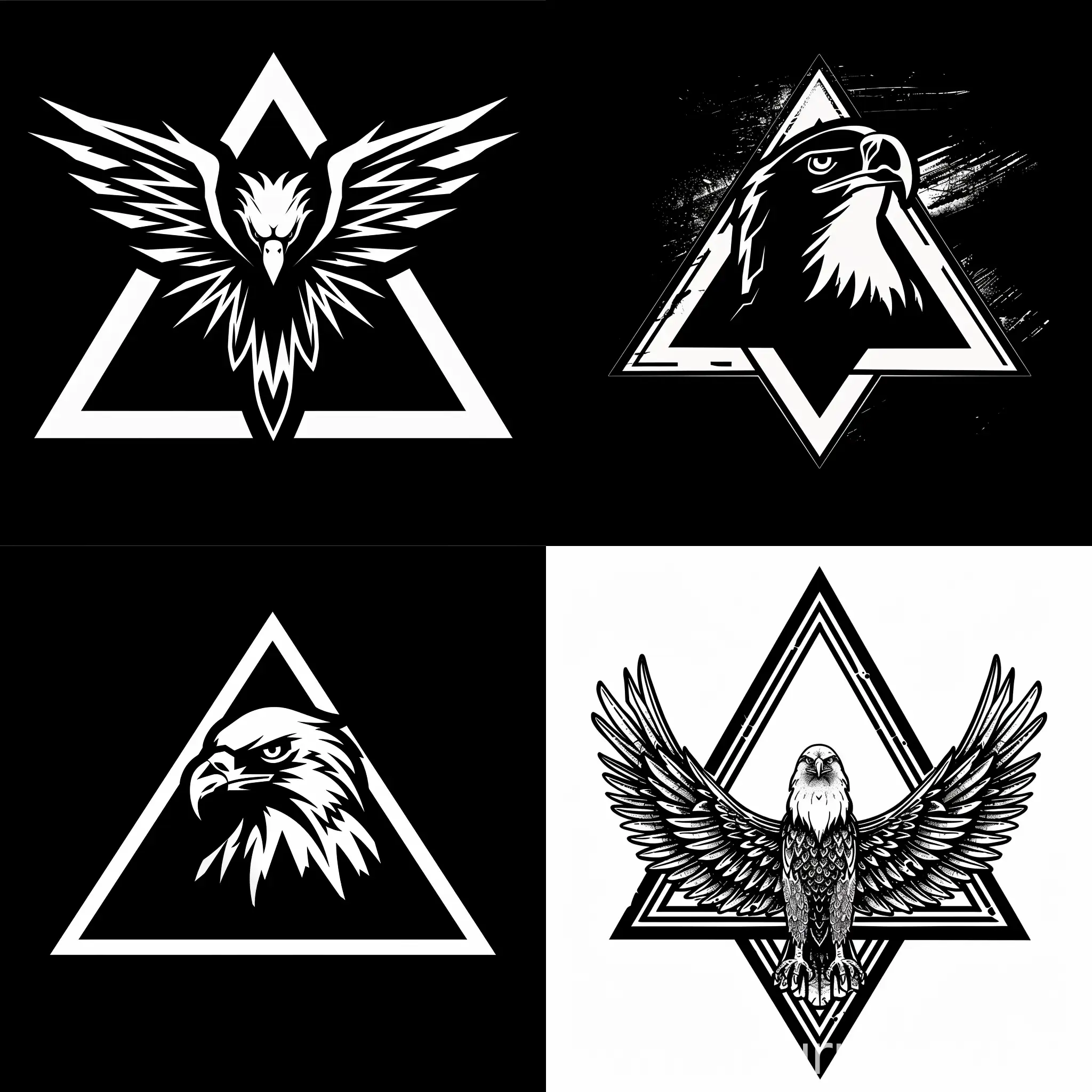 Нарисуй залитый сполошной символ 2D орла который нахидится в треугольнике в стиле SCP