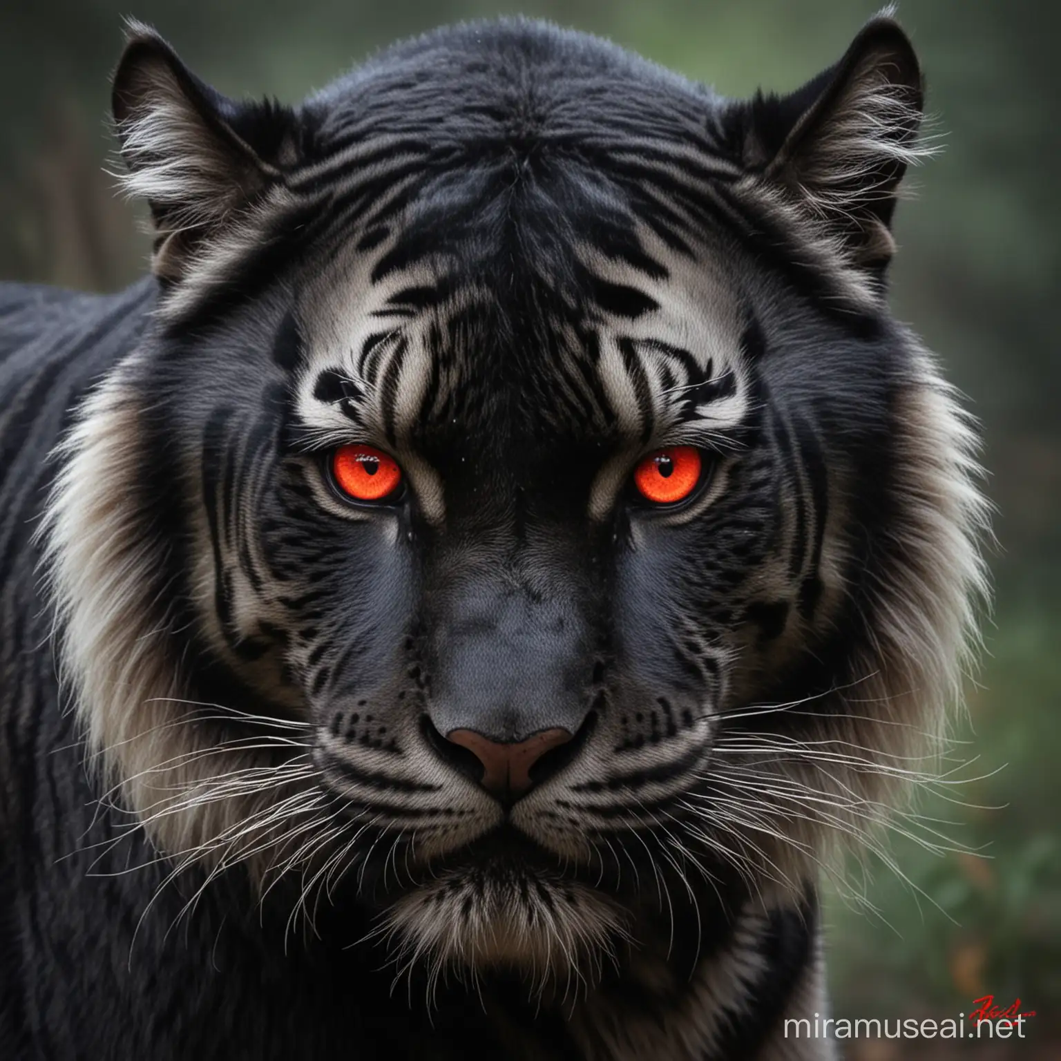Majestic Black Tiger with Intense Red Eyes