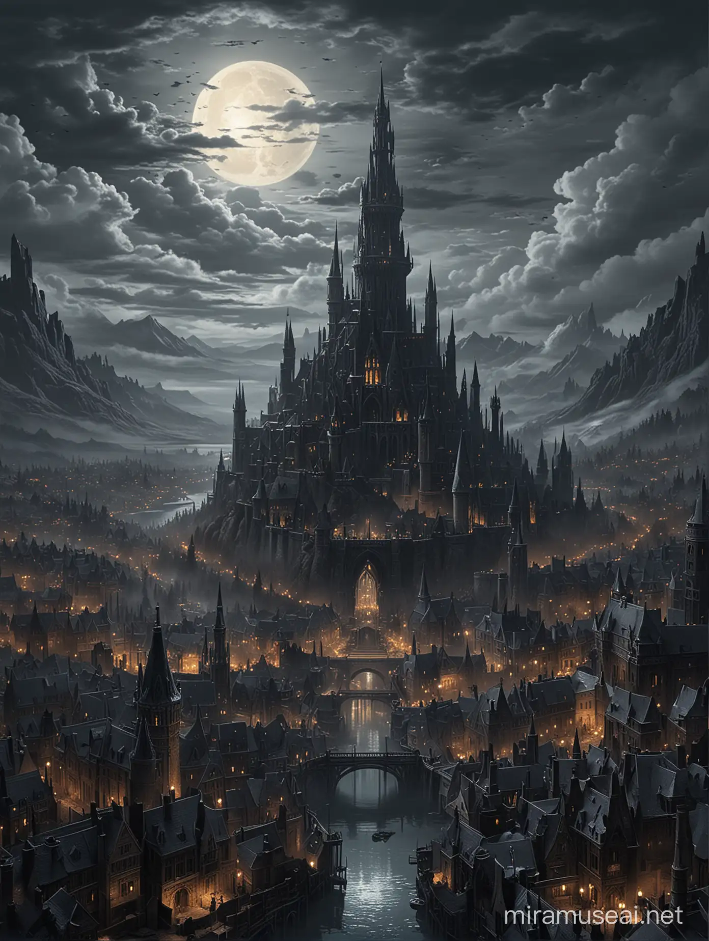 Majestic Castle in the Ethereal Irithyll of the Boreal Valley