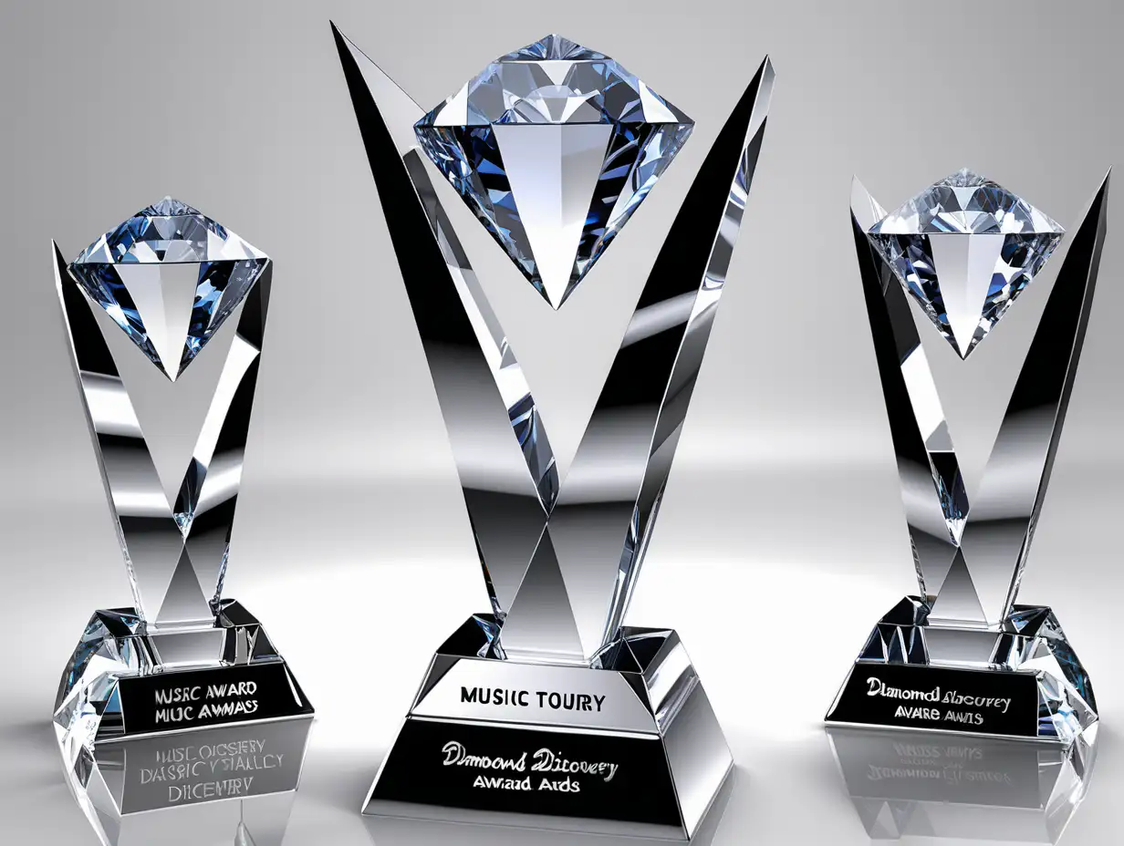 Elegant Diamond Discovery Music Award Trophy with 3D Diamond Accent