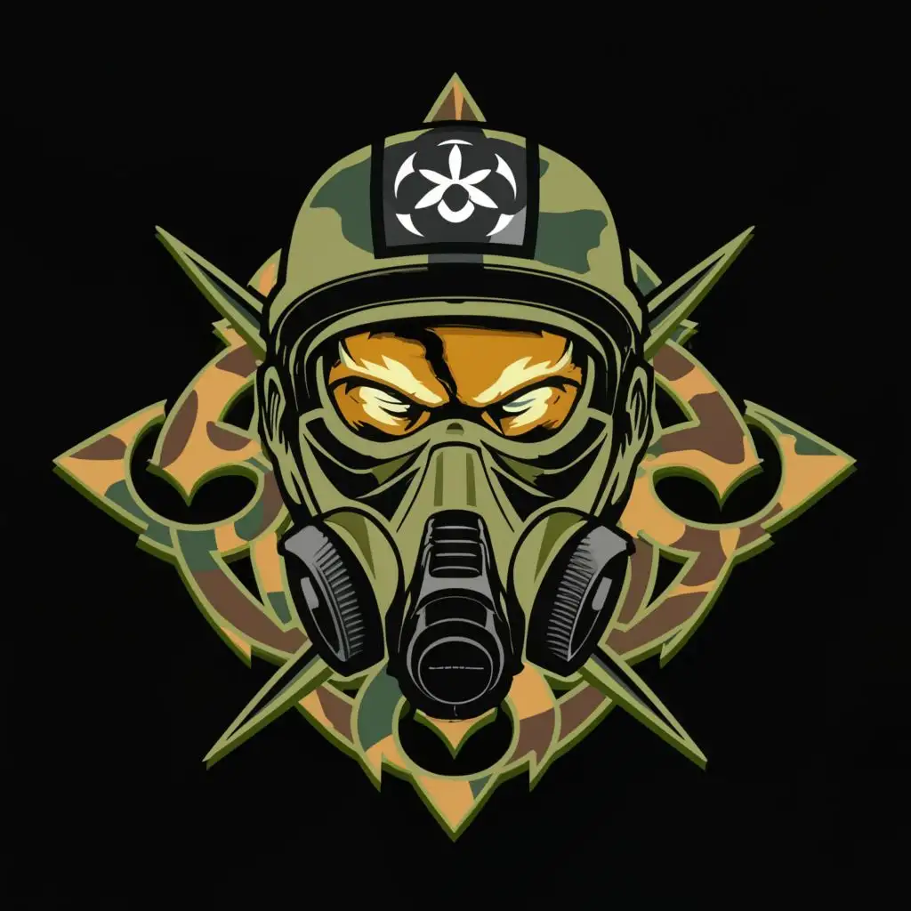 LOGO-Design-For-Militia-Preparedness-Intense-Soldier-Headshot-in-Biohazard-Gear