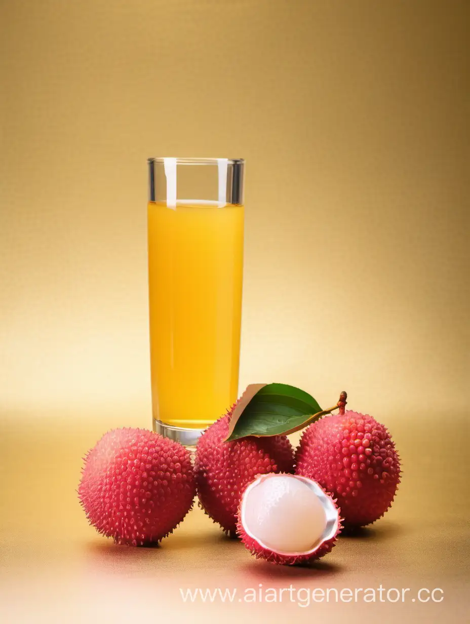 Fresh-Lychee-Display-with-Sparkling-Juice-on-Elegant-Golden-Surface