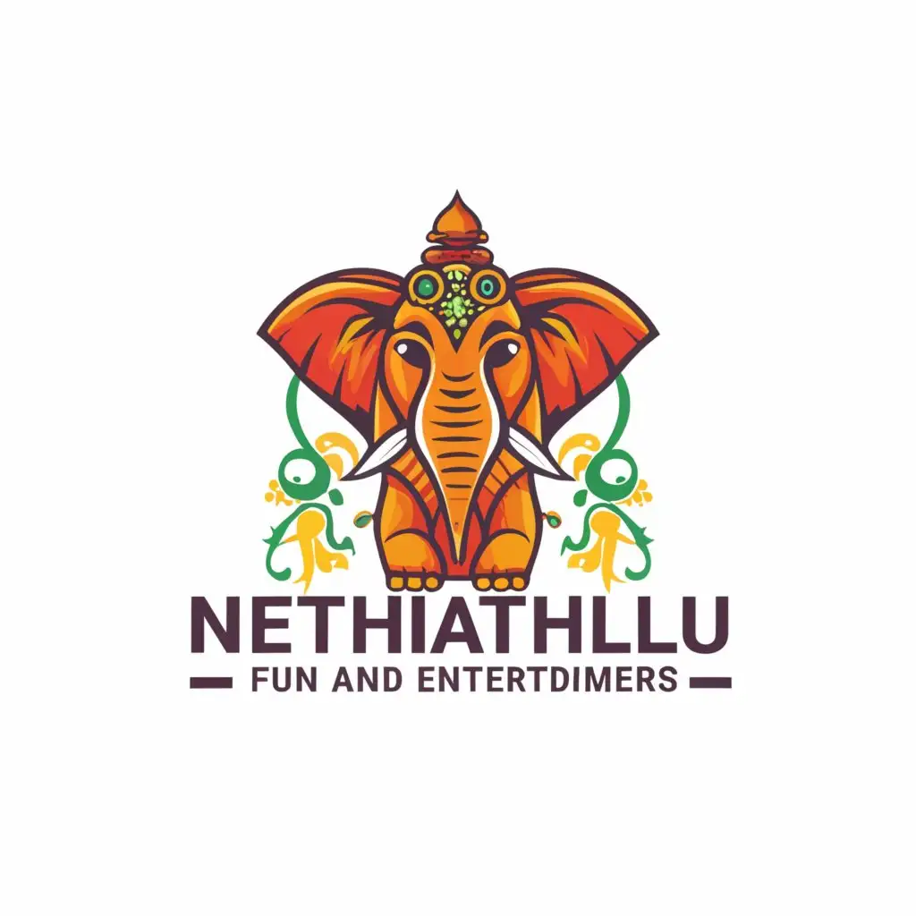 a logo design,with the text "Trending Nethikathalu stories
Fun and Entertainment", main symbol:elephant,Moderate,be used in Entertainment industry,clear background