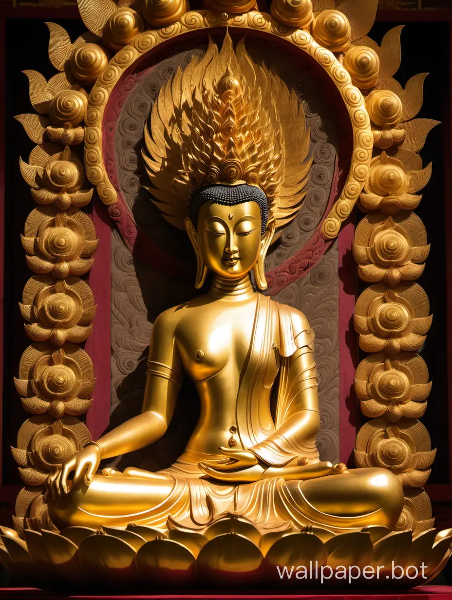 The true Buddhist universal Bodhisattva of the Golden body sits and reposes in the temple
