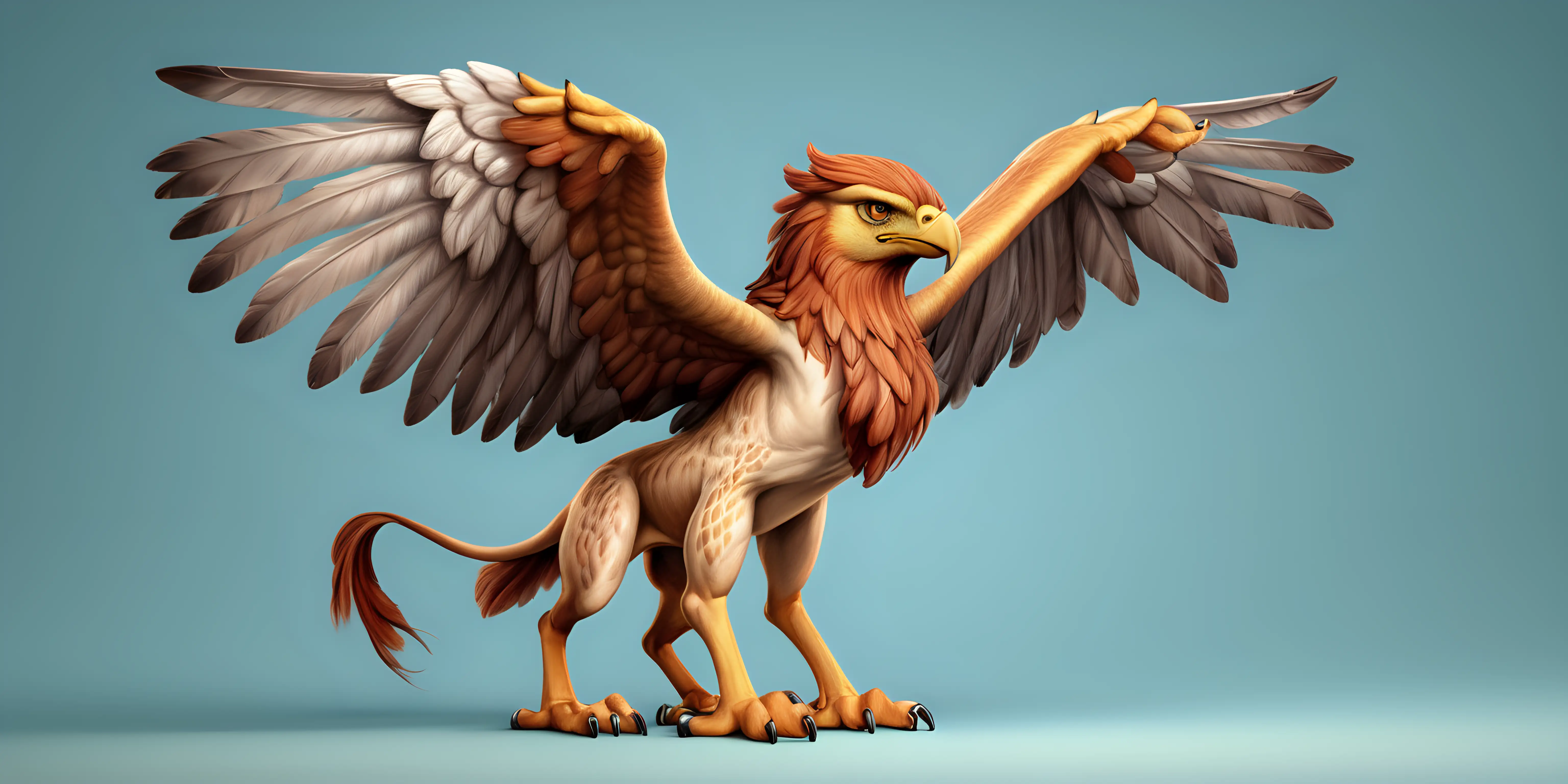 a realistic cartoon of a griffin on a solid background