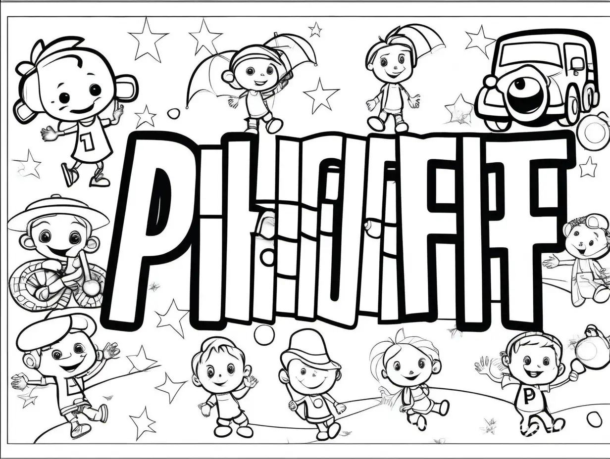 P Alphabet Letter tracing kid activity coloring page for kid black and white, Coloring Page, black and white, line art, white background, Simplicity, Ample White Space. The background of the coloring page is plain white to make it easy for young children to color within the lines. The outlines of all the subjects are easy to distinguish, making it simple for kids to color without too much difficulty