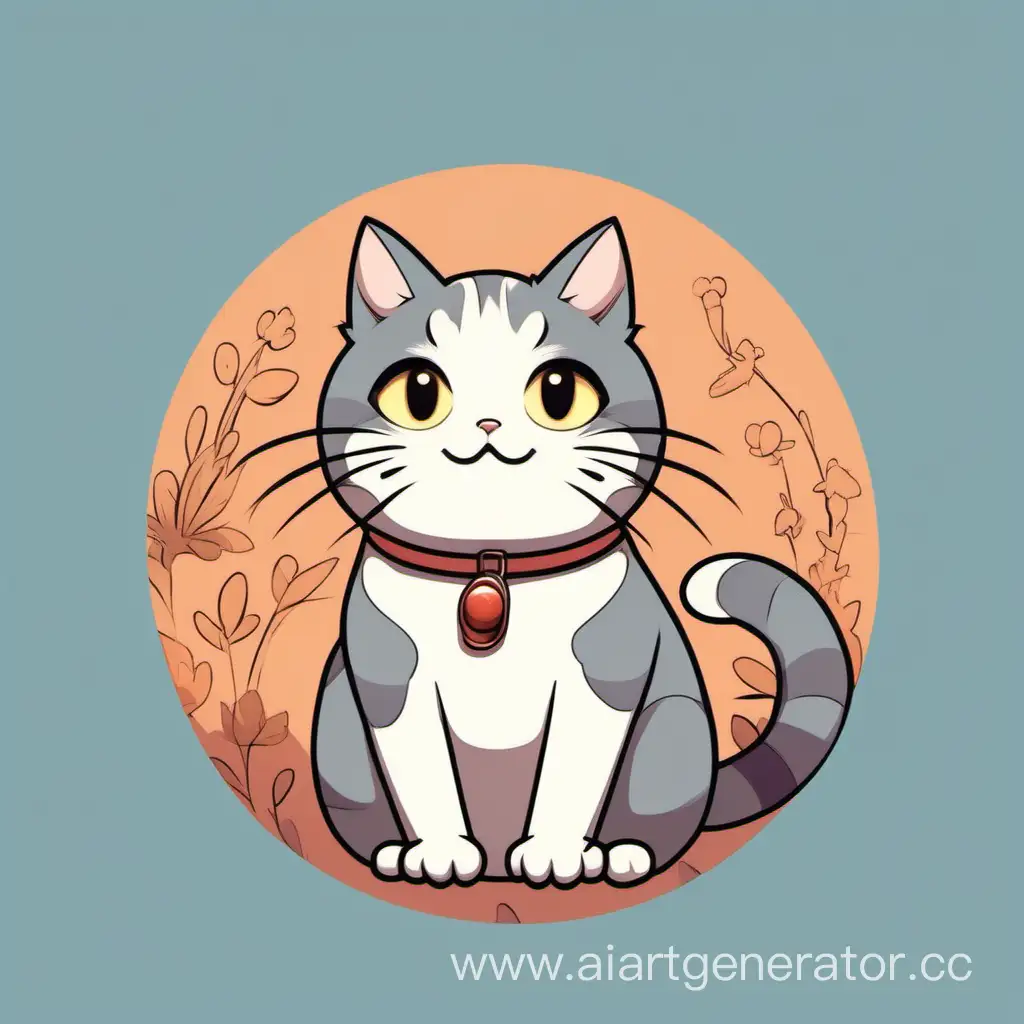 An icon for playing with a funny cat in full height  in the style of Hayao Miyazaki art anime