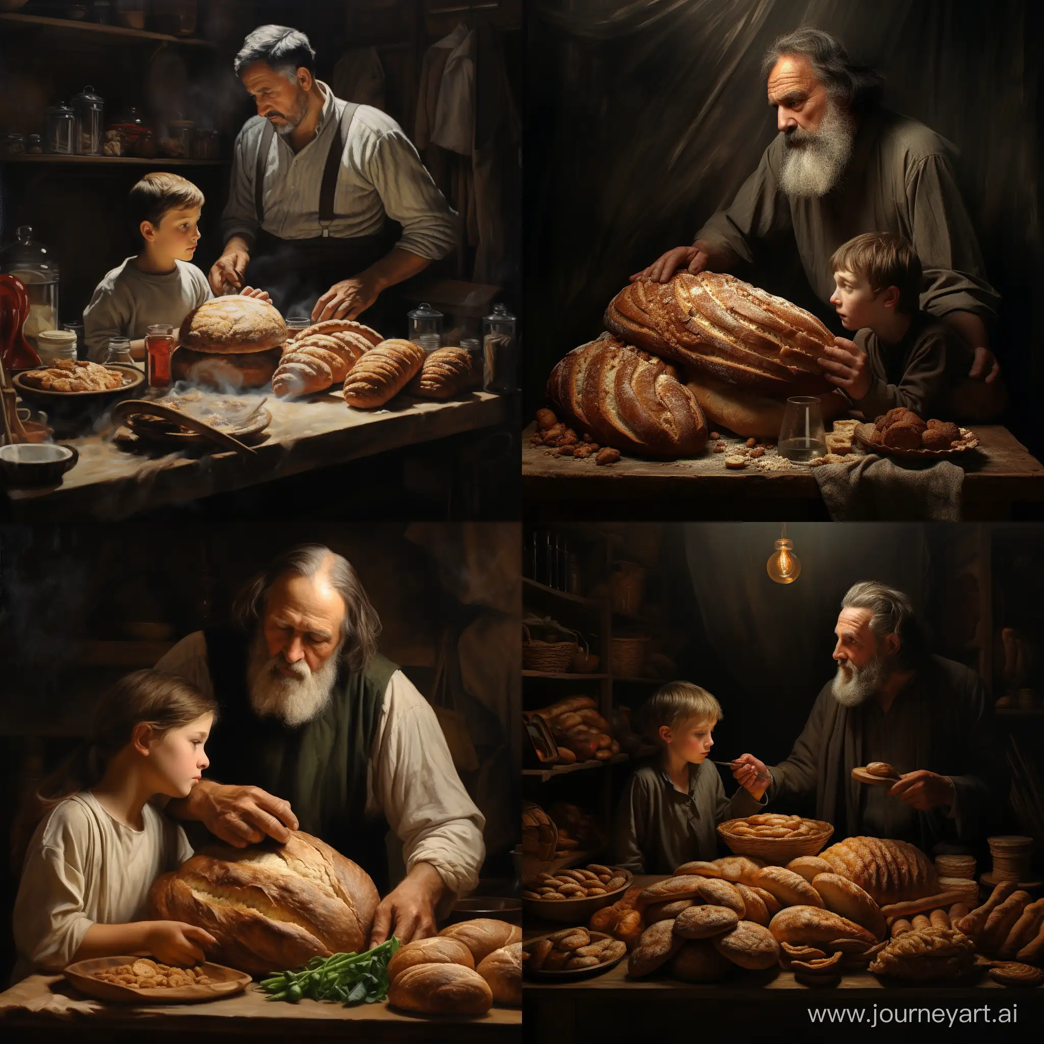 Father-Buying-Bread-Daily-Life-Scene