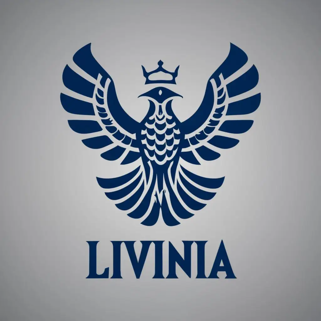 logo, An eagle with a crown, with the text "Livinia", typography, be used in Finance industry