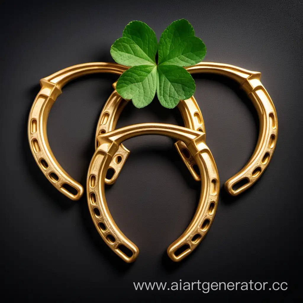Lucky-Golden-Horseshoes-in-UpsideDown-Array-with-Green-Clover