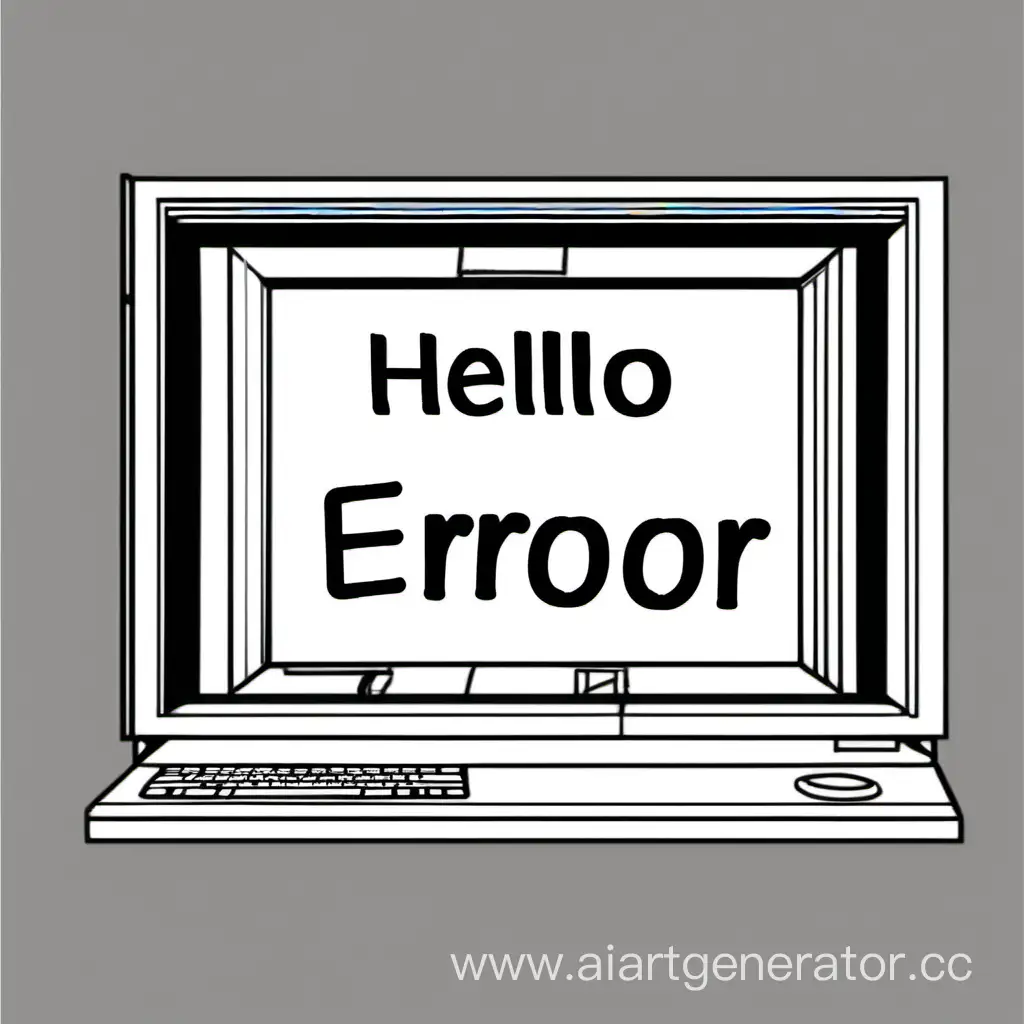 Нарисуй Окно Ошибки Windows 3.1 с надписью ПРИВЕТ!!!! С названием Ошибка