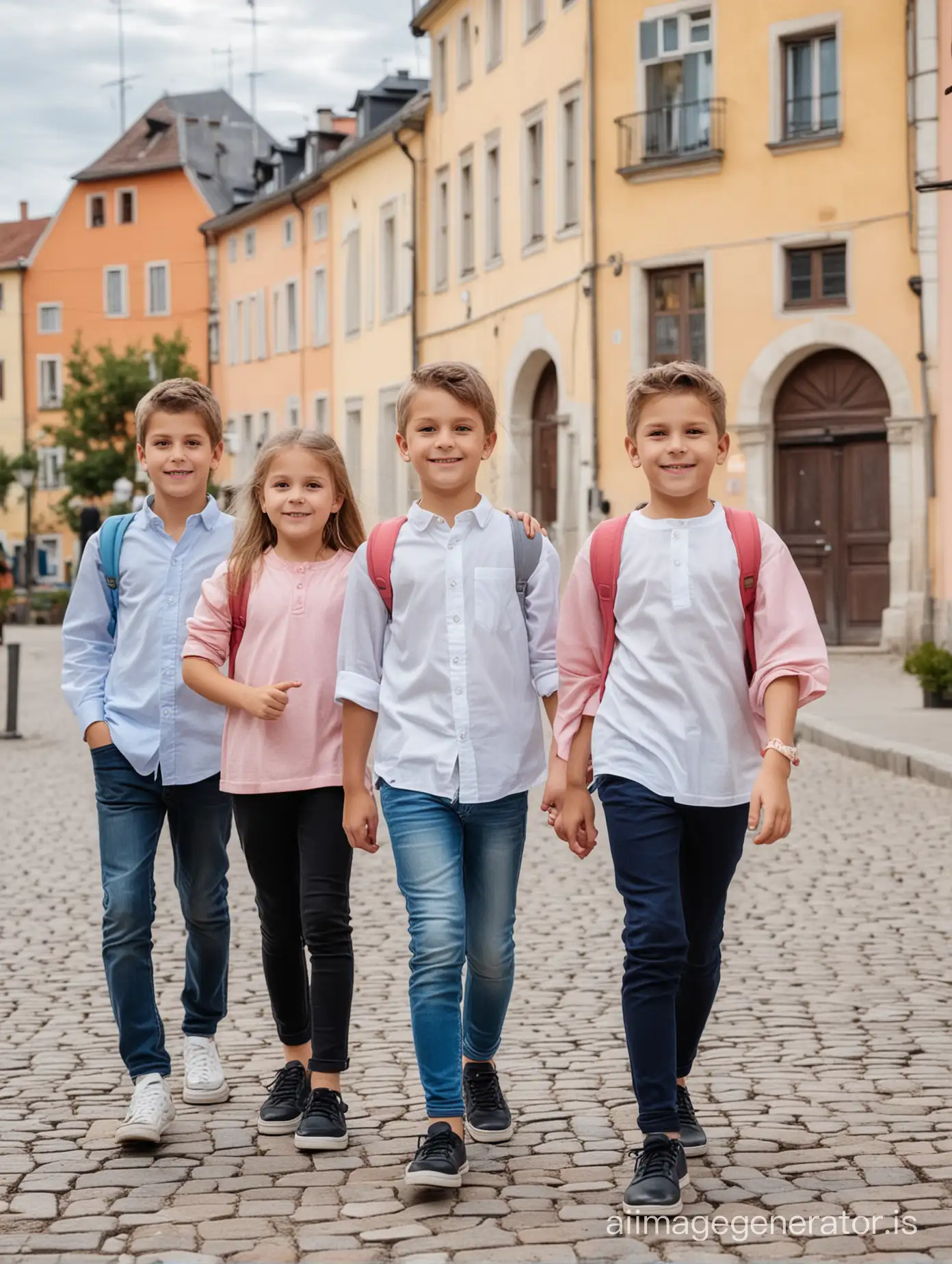 Four European Kids, Smart, Active, successful future