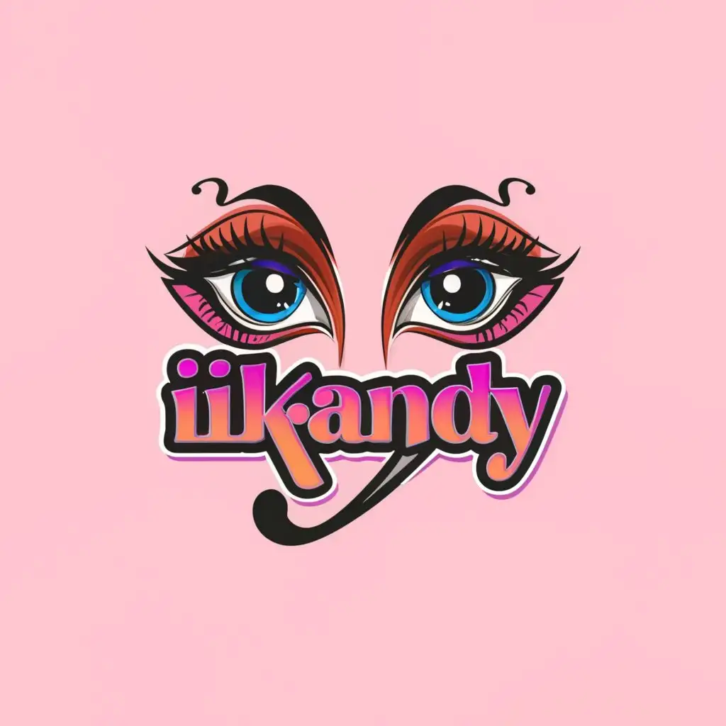 a logo design,with the text "iiKandy ", main symbol:A pair of Women Eyes that look like candy,Moderate,clear background