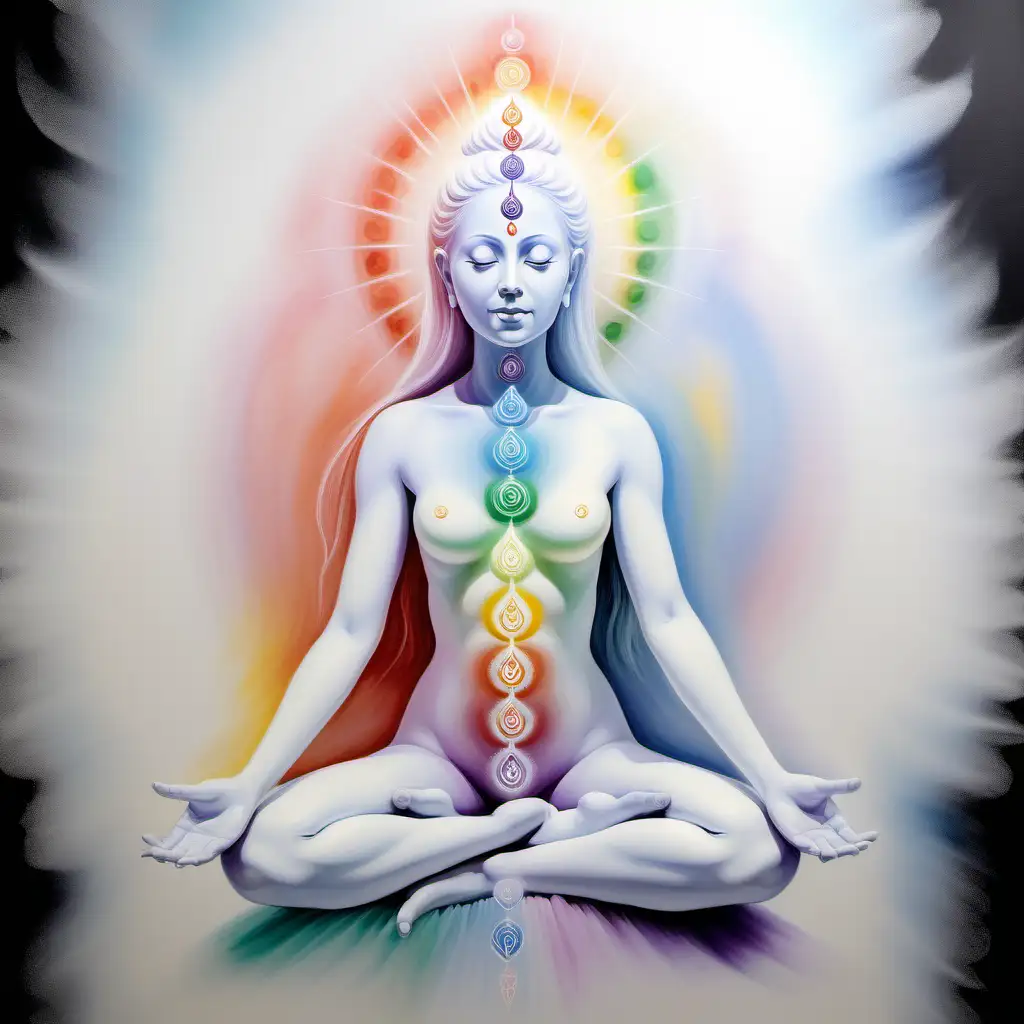 Ethereal Spirit Chakras Art in Soft Pastel and White Colors