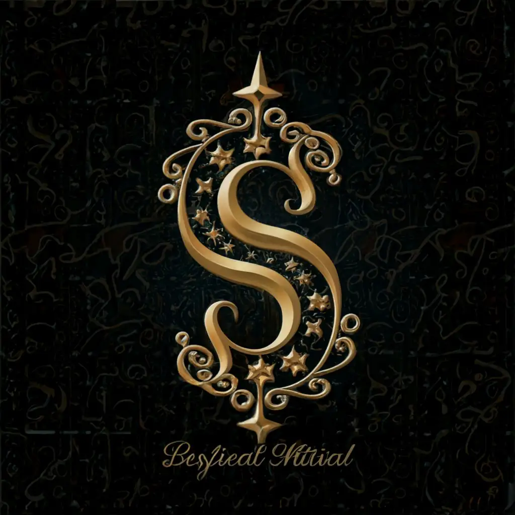 a logo design,with the text Storybook Lighting, main symbol:The letter S as a historical initial, highly decorated with stars and a moon and other intricate details. Make the lower half of the S curl to the left and down and put a moon in the gap left behind.,Moderate,clear background