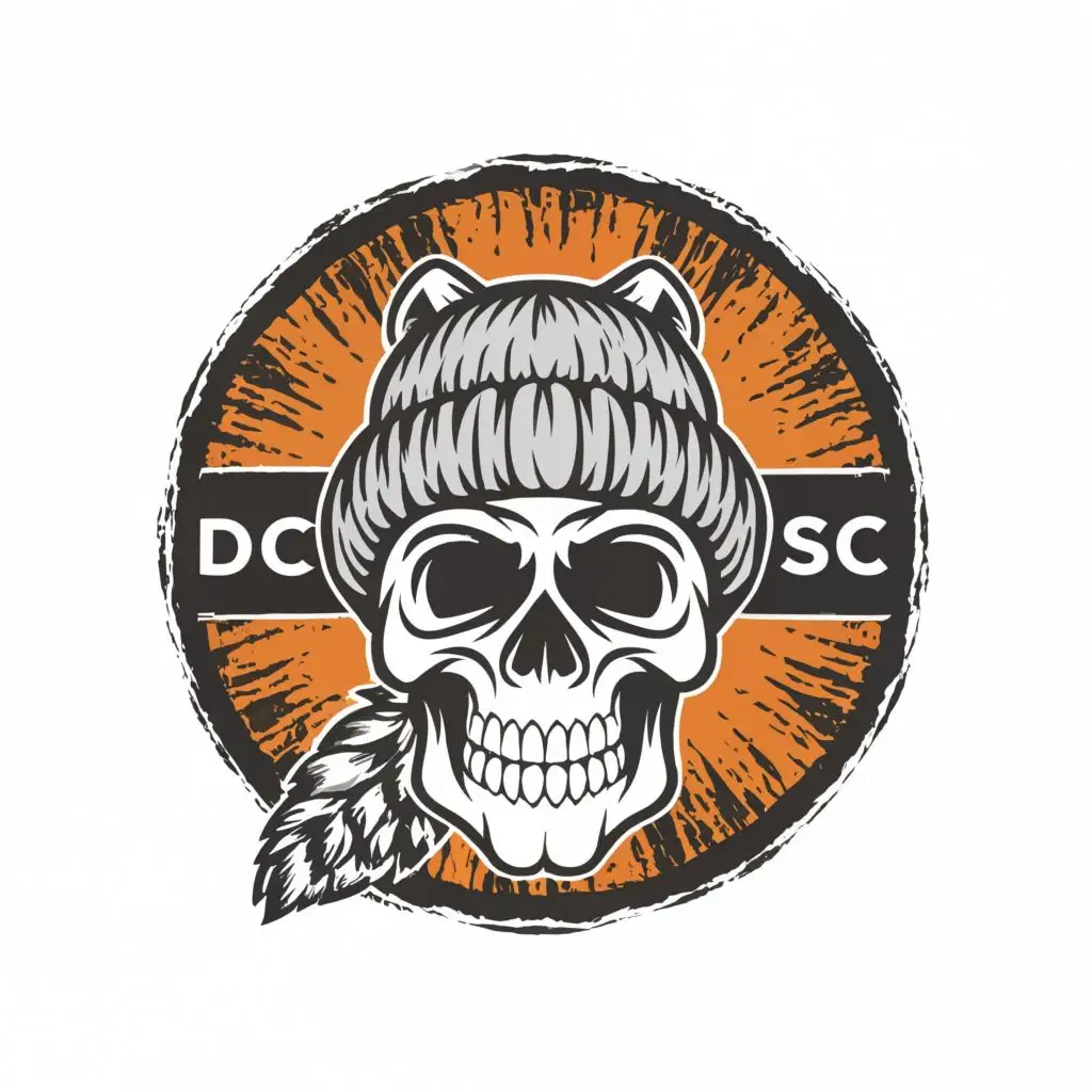 LOGO-Design-For-DCSC-Edgy-Skull-in-Raccoon-Tail-Hat-with-Striking-Typography
