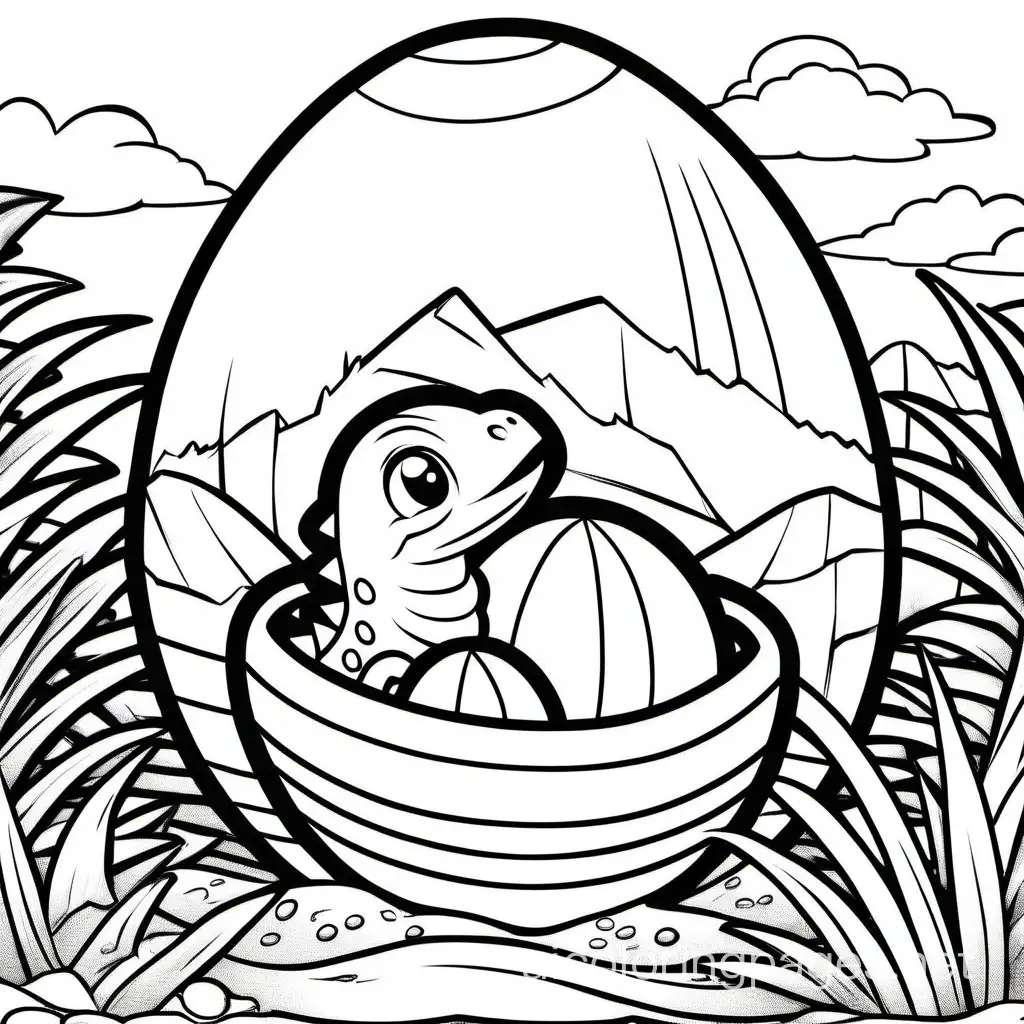 Adorable-Baby-Dinosaur-Hatching-Coloring-Page