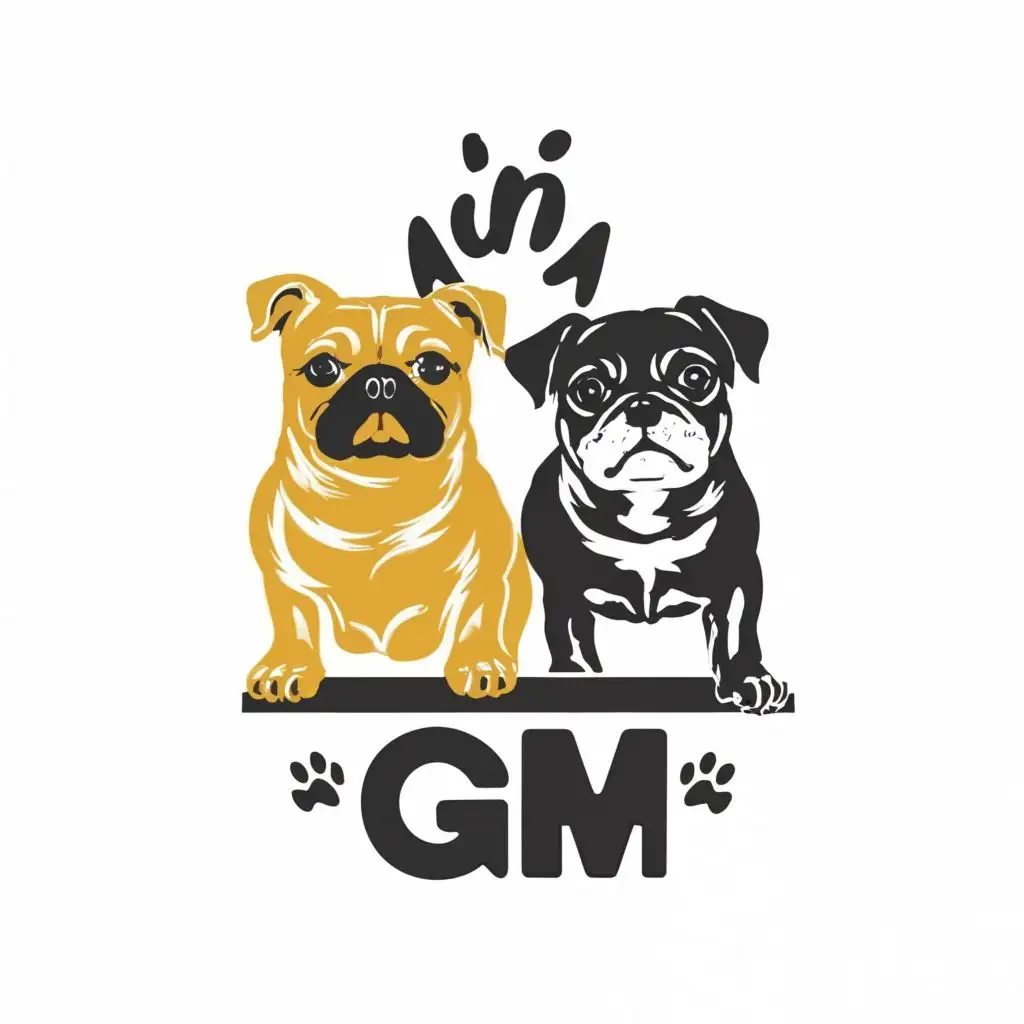 LOGO-Design-For-GM-Adorable-Jack-Russel-Gia-and-Pug-Monica-with-Elegant-Typography-in-the-Animals-and-Pets-Industry