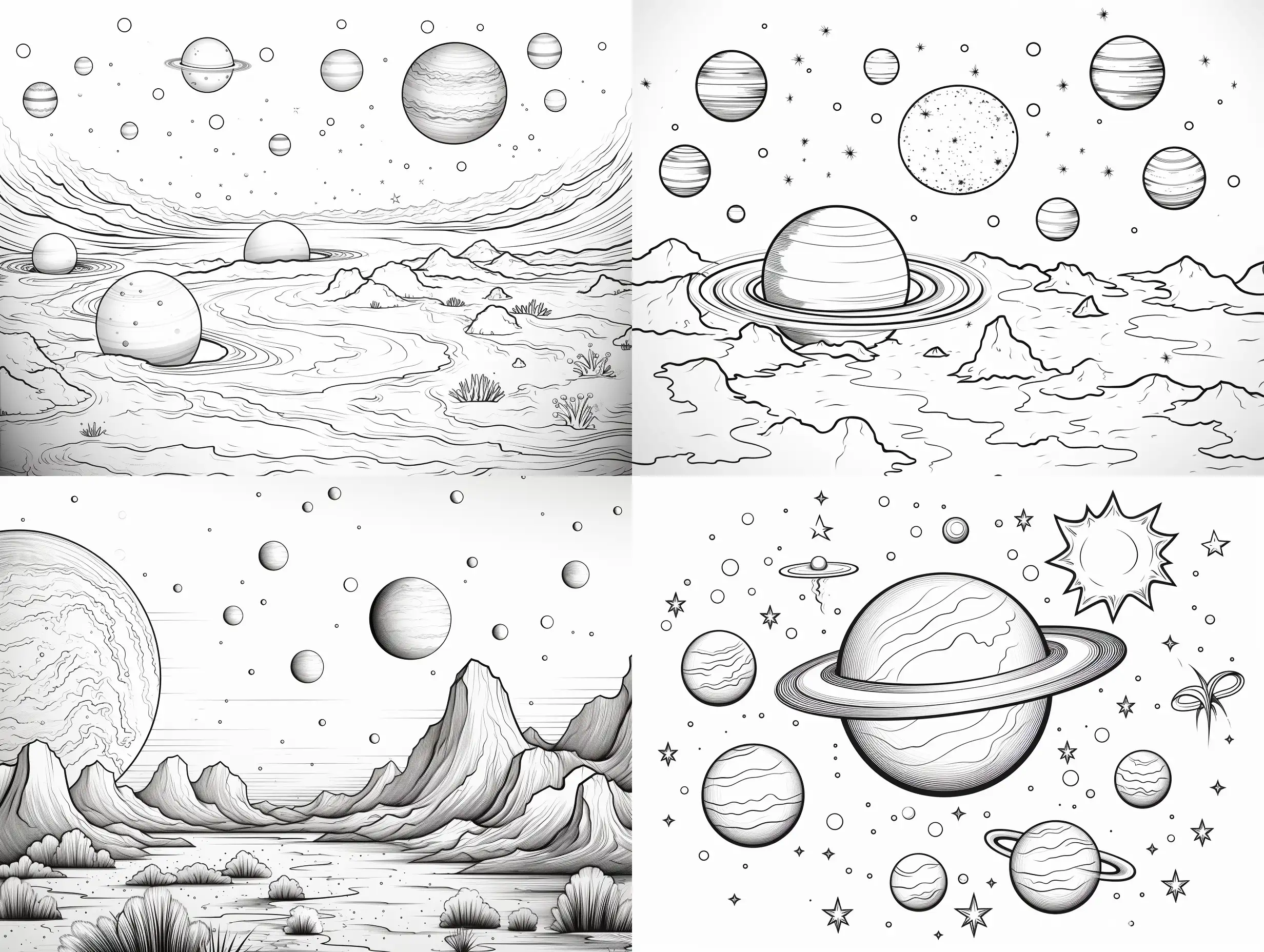 coloring page, solar system