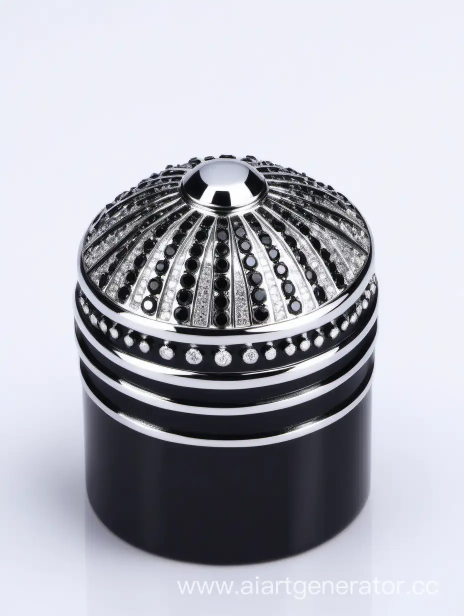 Zamac Perfume decorative ornamental long cap,  metallizing finish black and white round diamond on top
