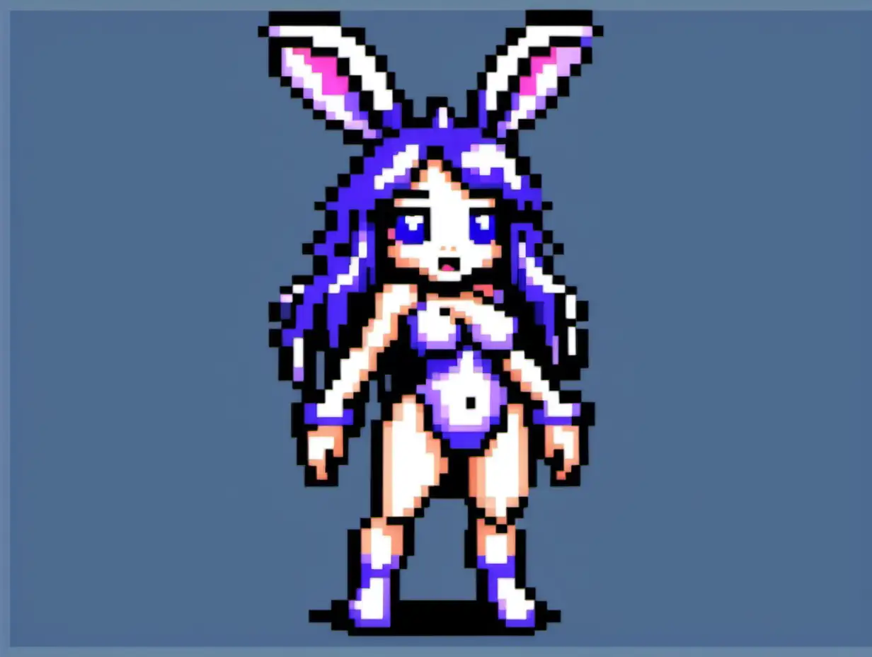 a 288x288 pixel sexy bunny girl monster sprite in the style of gameboy advance