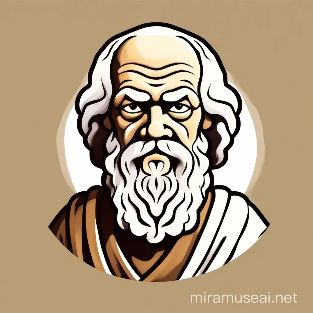 Cartoonish Illustration of Socrates the Philosopher in White and Brown