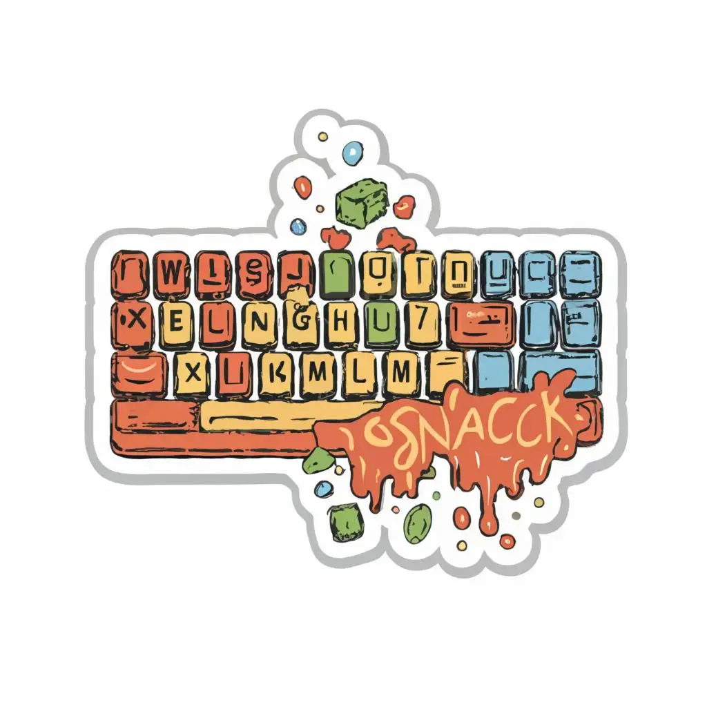 LOGO-Design-For-QwertySnack-Energetic-Art-Brut-Style-with-Vibrant-Colors-and-Keyboard-Crumbs-Theme
