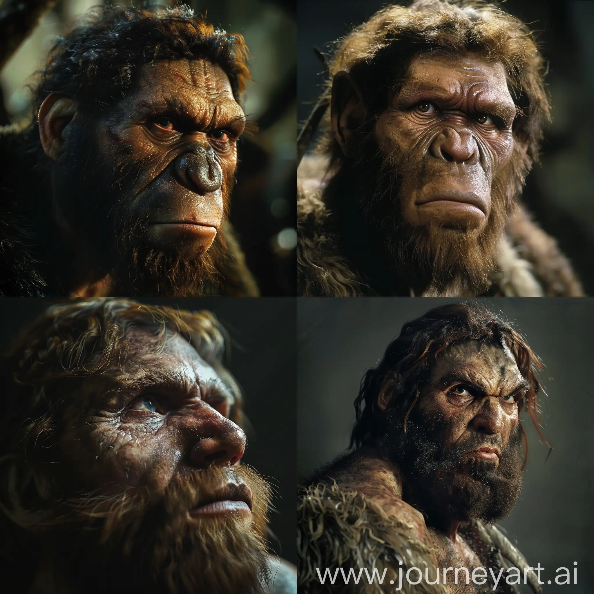 Generami un'immagine di come dovrebbe apparire davanti a me un uomo di Neanderthal
