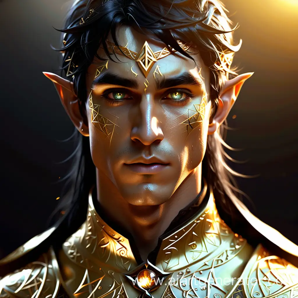 Mystical-Elf-Mage-with-Golden-Runes-Enchanting-Male-Portrait